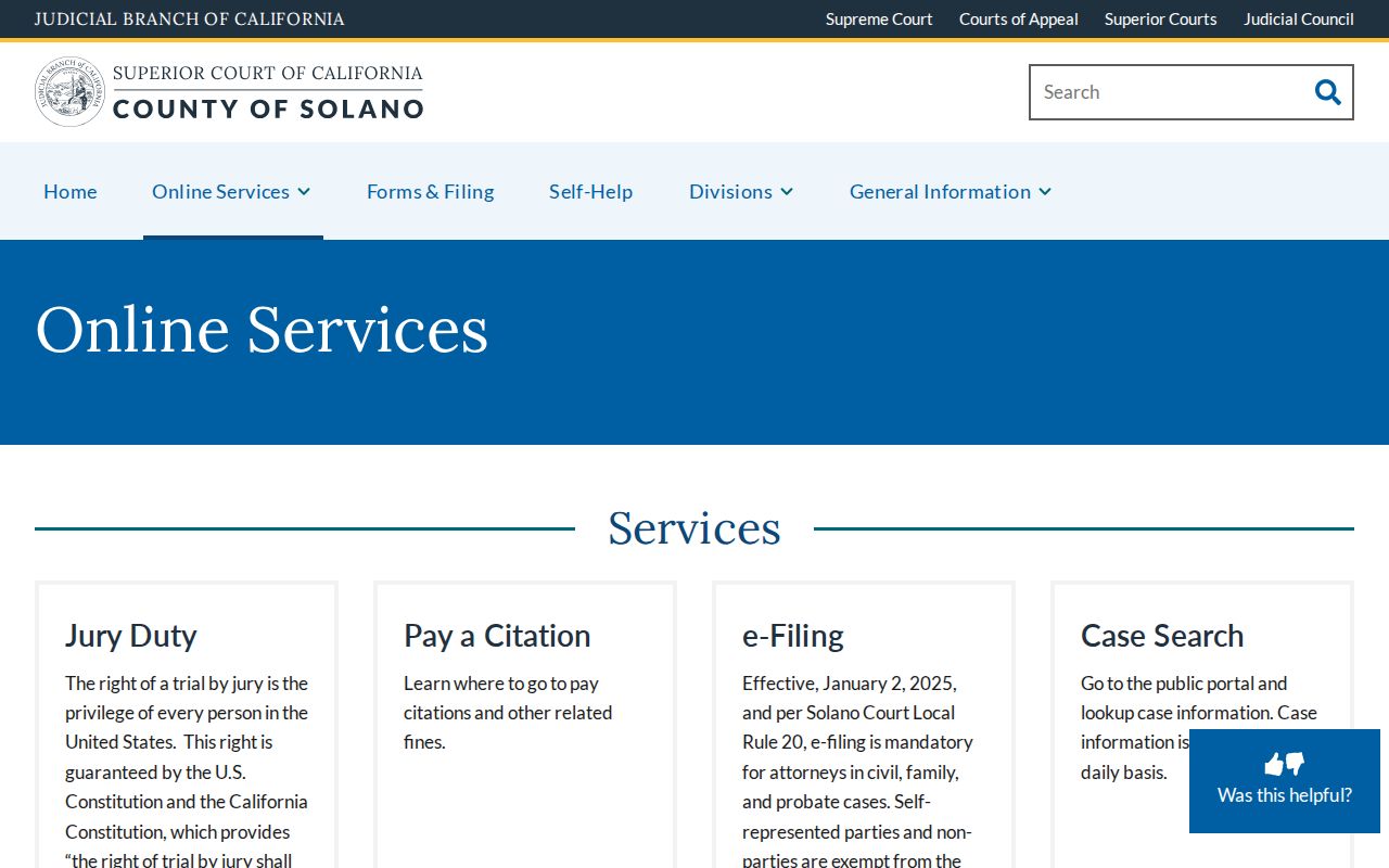 Benicia residents directory Solano Superior Court online services