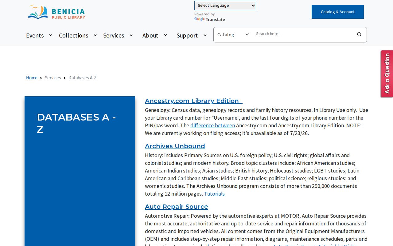 Benicia city directory newspaper database collection