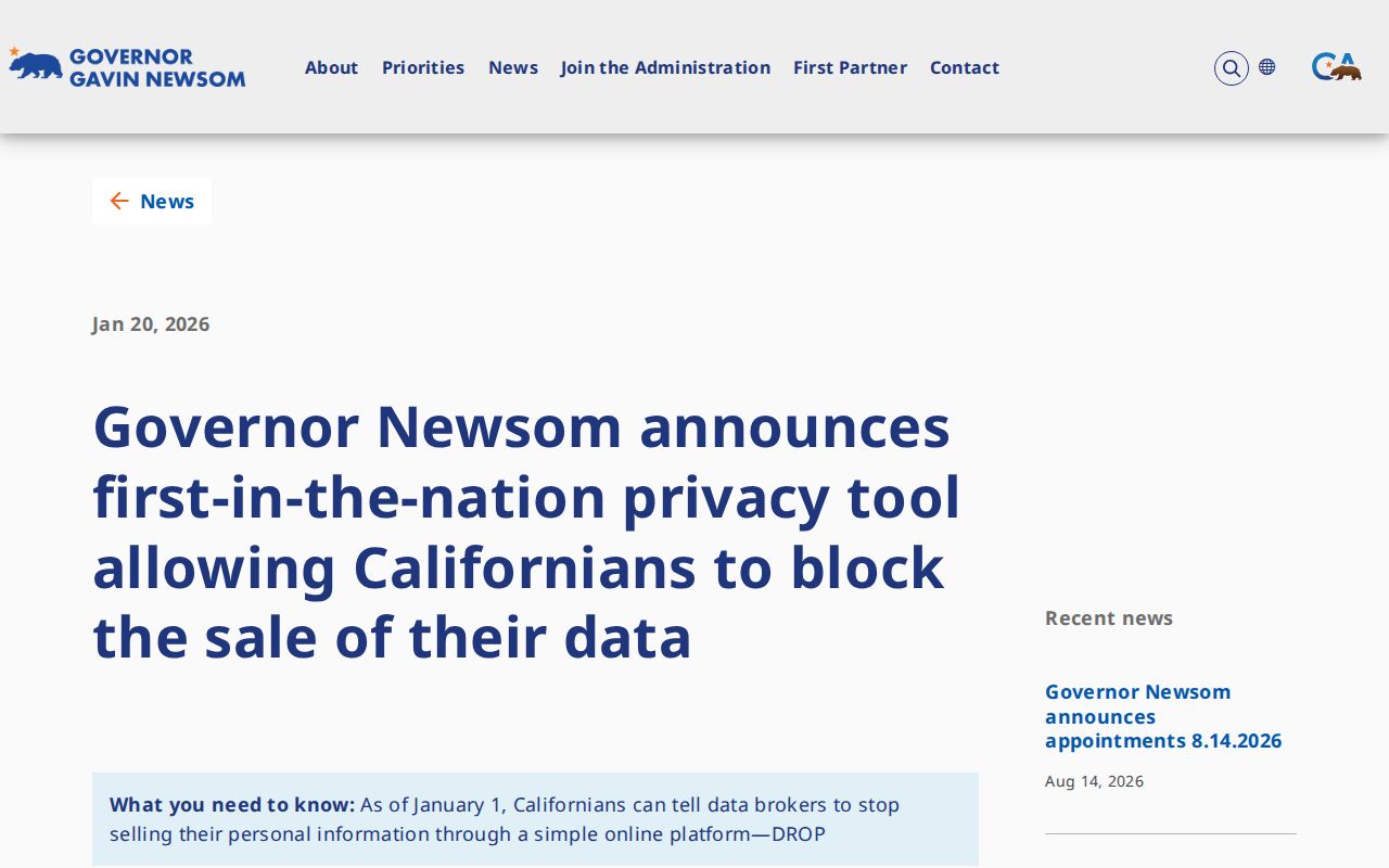 Benicia neighbors California privacy tool announcement