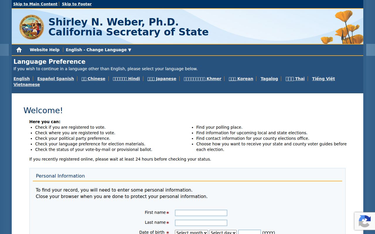 Benicia resident lookup California My Voter Status