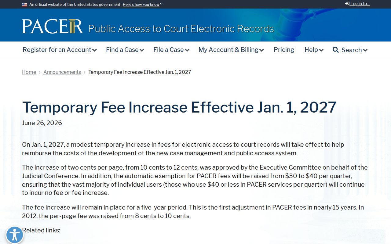 Benicia ZIP code directory PACER federal court access