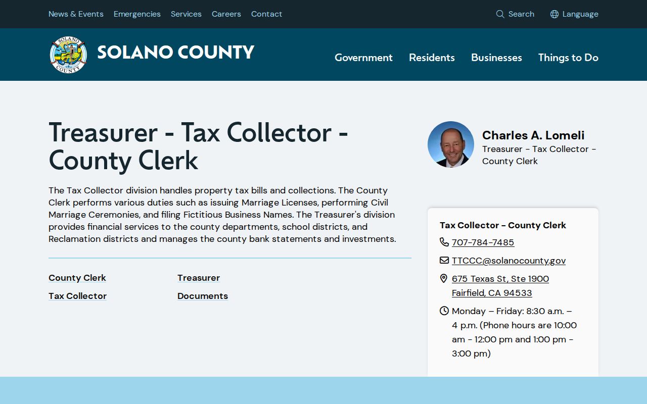 Benicia ZIP code directory Solano County Clerk services